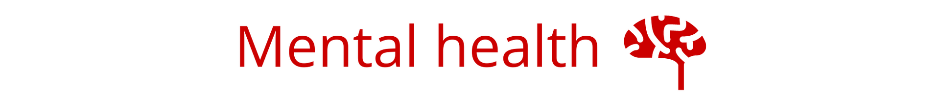 Mental health text in red with a small red brain icon