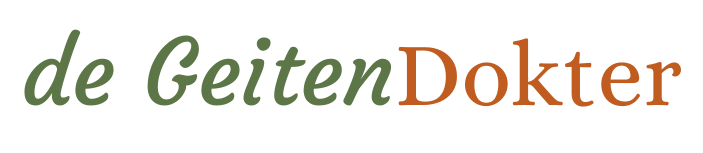 Tekst de geiten in groen en dokter in bruin.