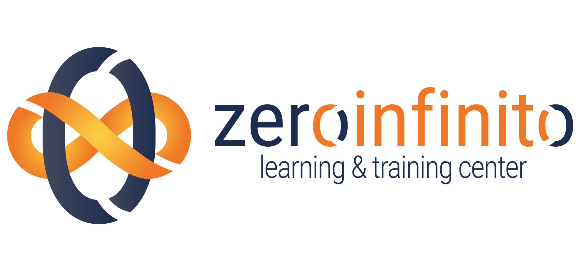 Logo per Zeroinfinito Learning & Training Center con emblema arancione e testo grigio.