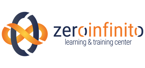Logo di Zeroinfinito Learning & Training Center con emblema arancione e testo grigio.