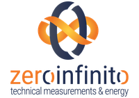 Logo Zeroinfinito con forme intrecciate arancioni e blu scuro e la scritta