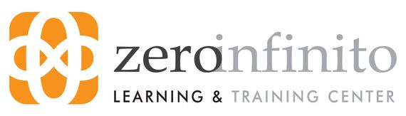Logo di Zerofinito Learning & Training Center in arancione e grigio con icona stilizzata e testo.