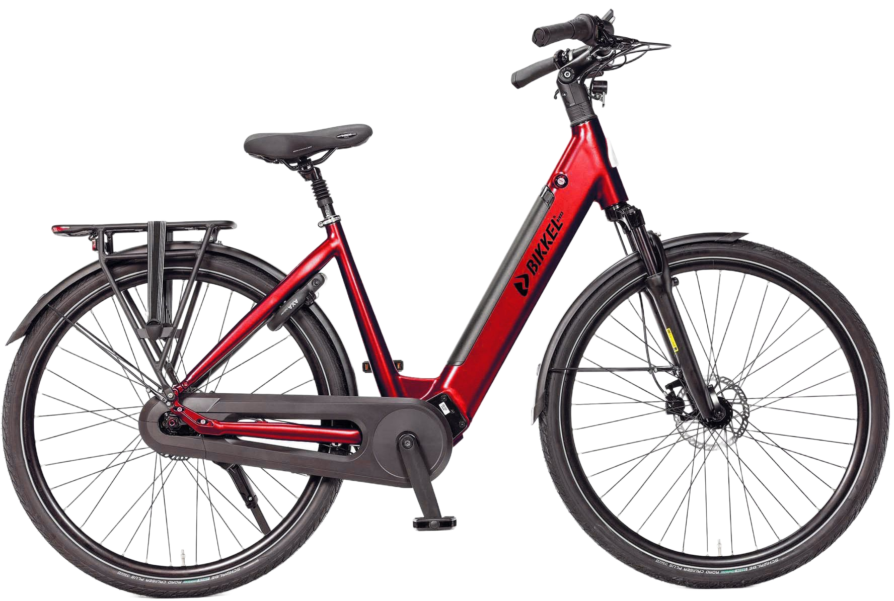 Lichtgrijze Vogue bakfiets met voor- en achterbak.