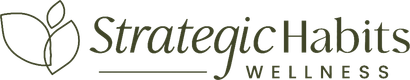 Strategic Habits Wellness logo with green leaf icon and gray text on a white background