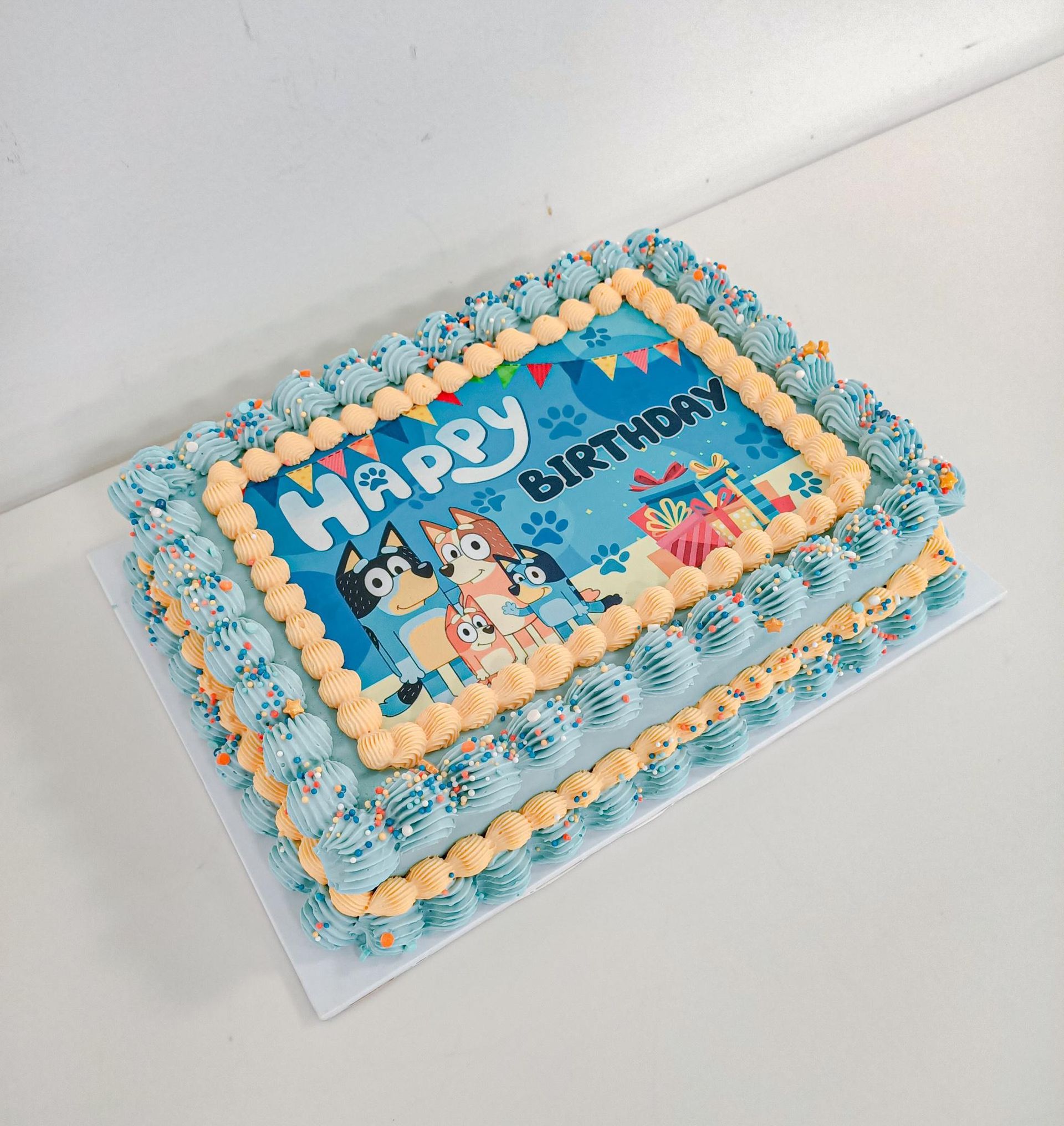 Bluey image rectangle kids birthday cake Gold Coast