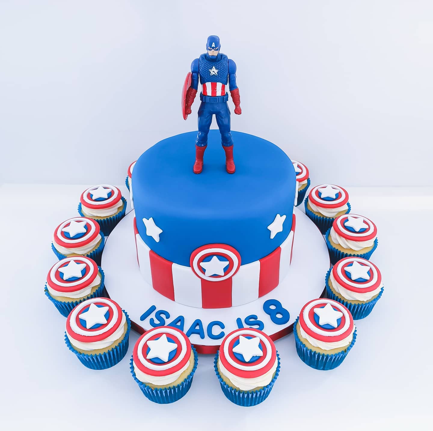 Captain America themed kids birthday cake on the Gold Coast