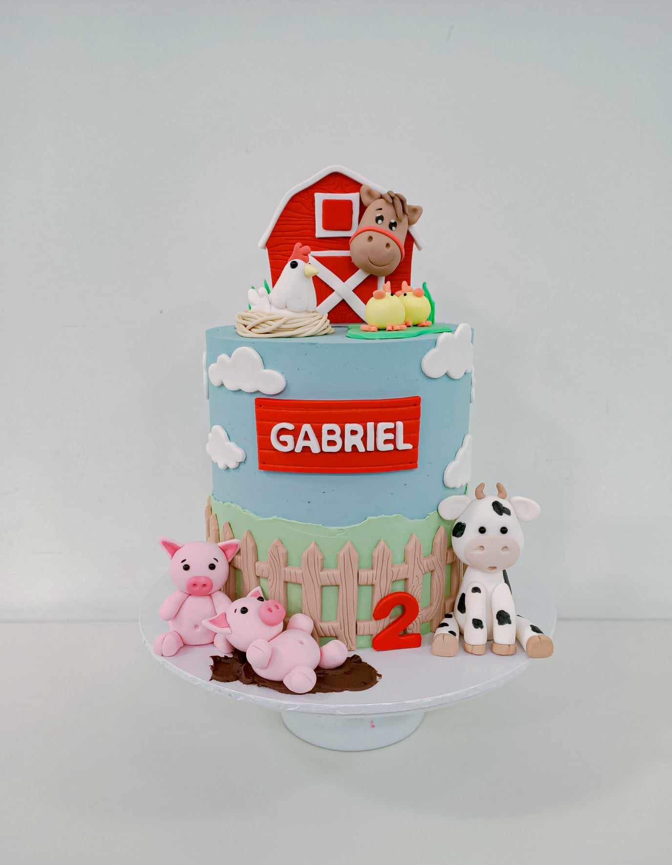 Cute farm animal themed kids birthday cake on the Gold Coast