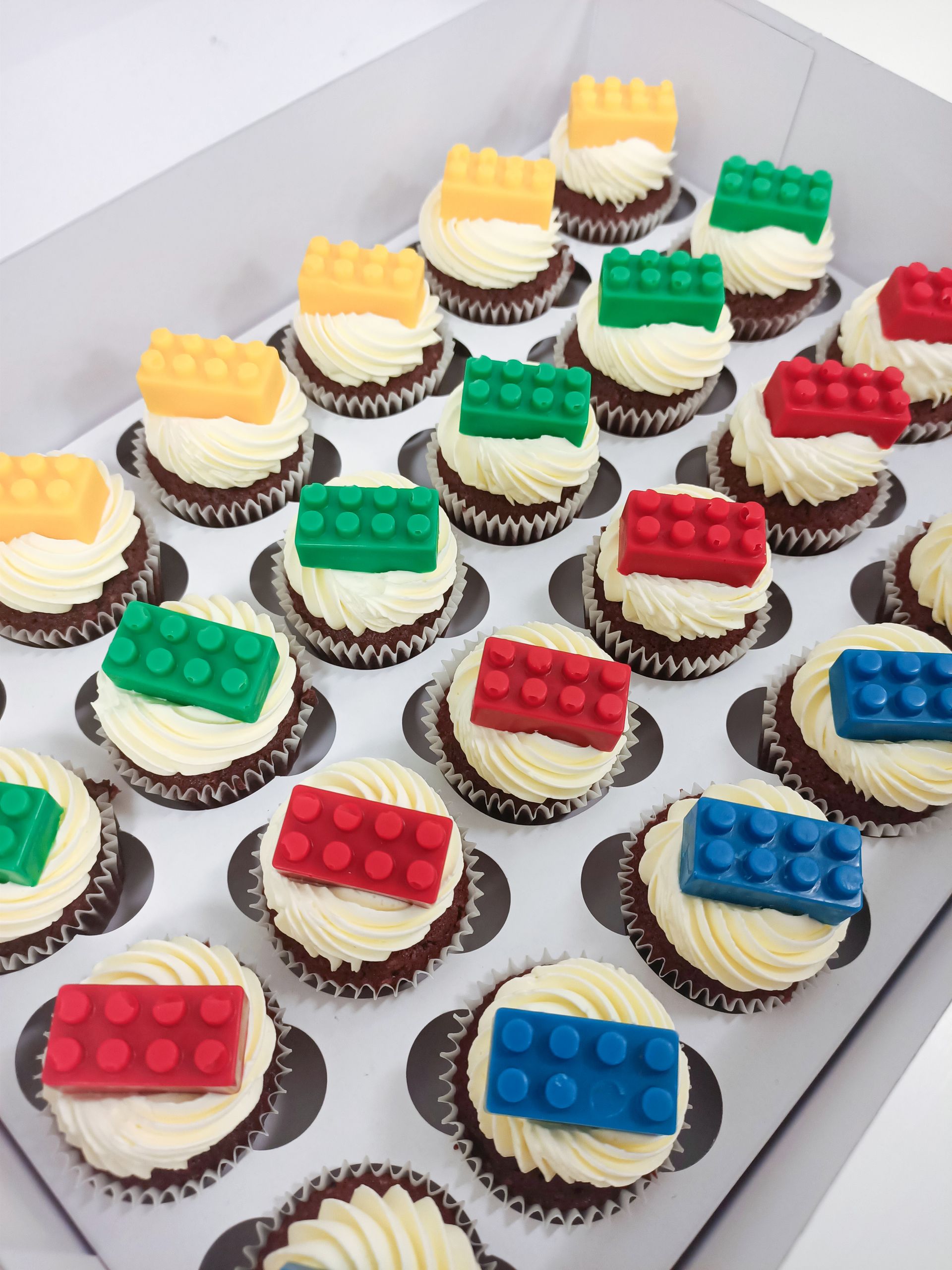 Lego themed cupcakes for kids birthday Gold Coast