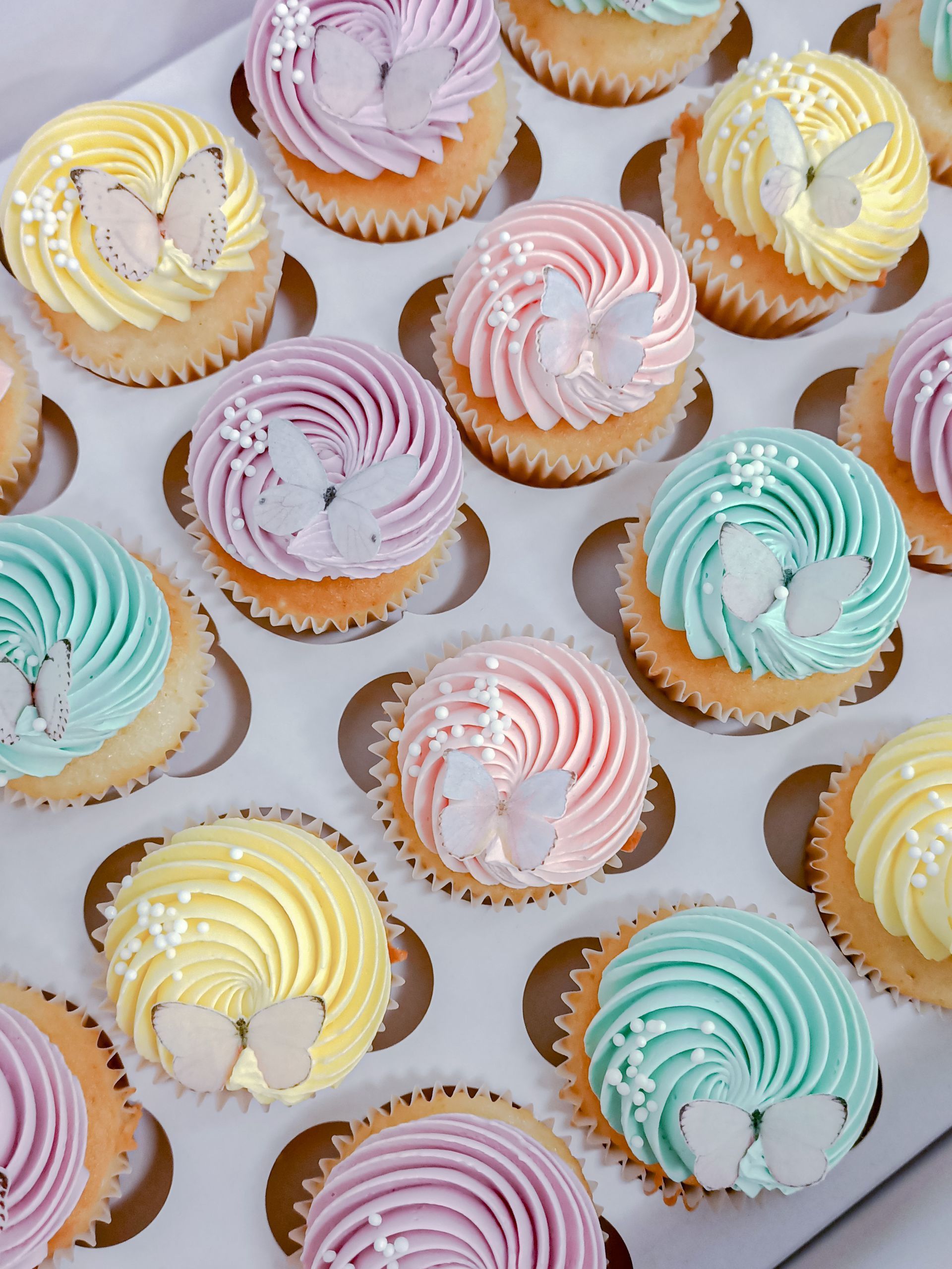 Mini pastel butterfly cupcakes Gold Coast