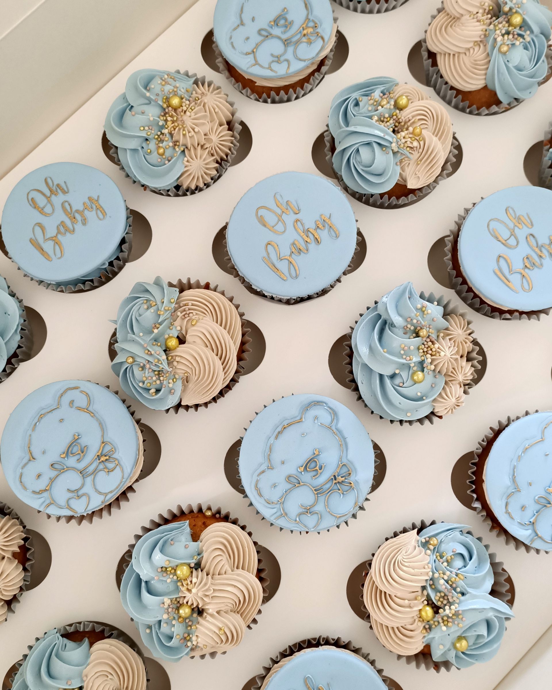 Teddy bear baby shower cupcakes Gold Coast