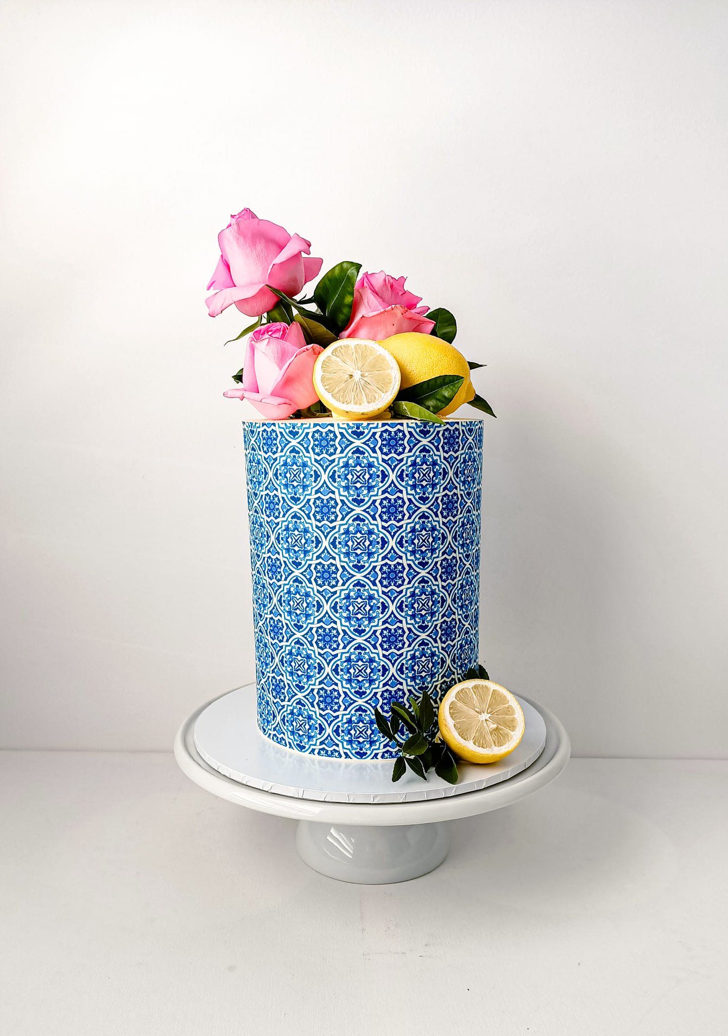 Positano themed birthday cake with flowers and lemons Gold Coast