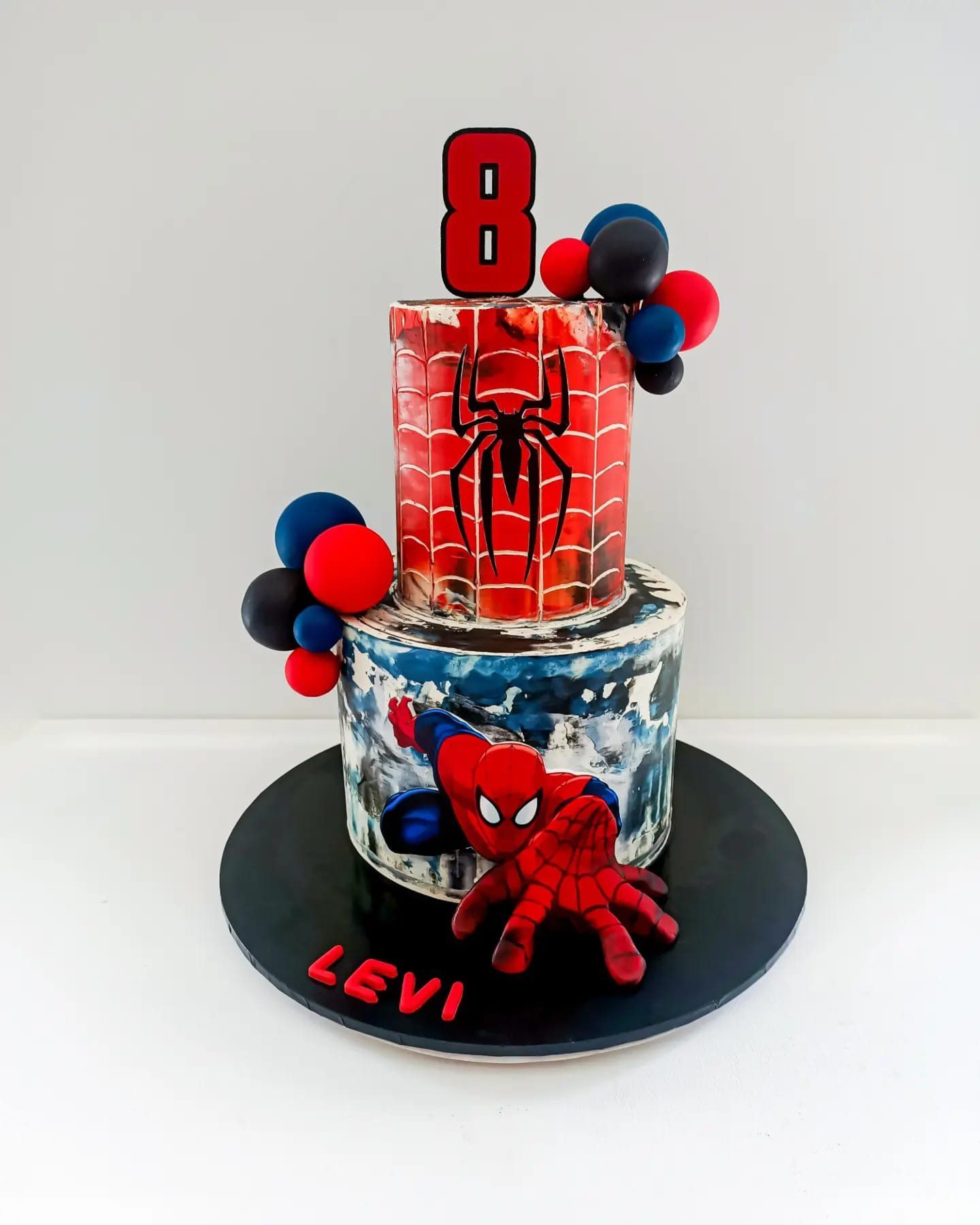2 tier spiderman themed kids birthday cake on the Gold Coast