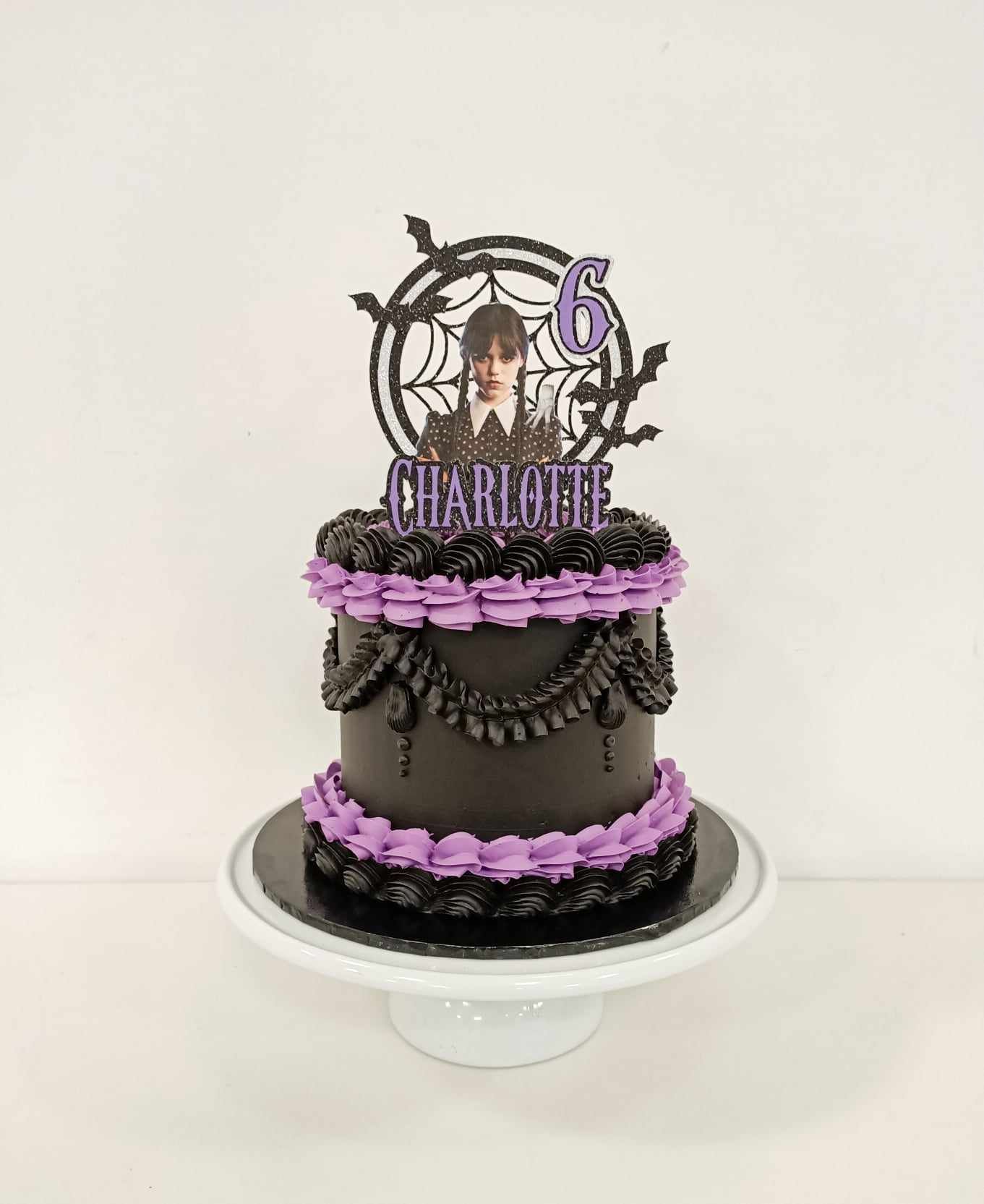Wednesday Adams themed kids birthday cake on the Gold Coast