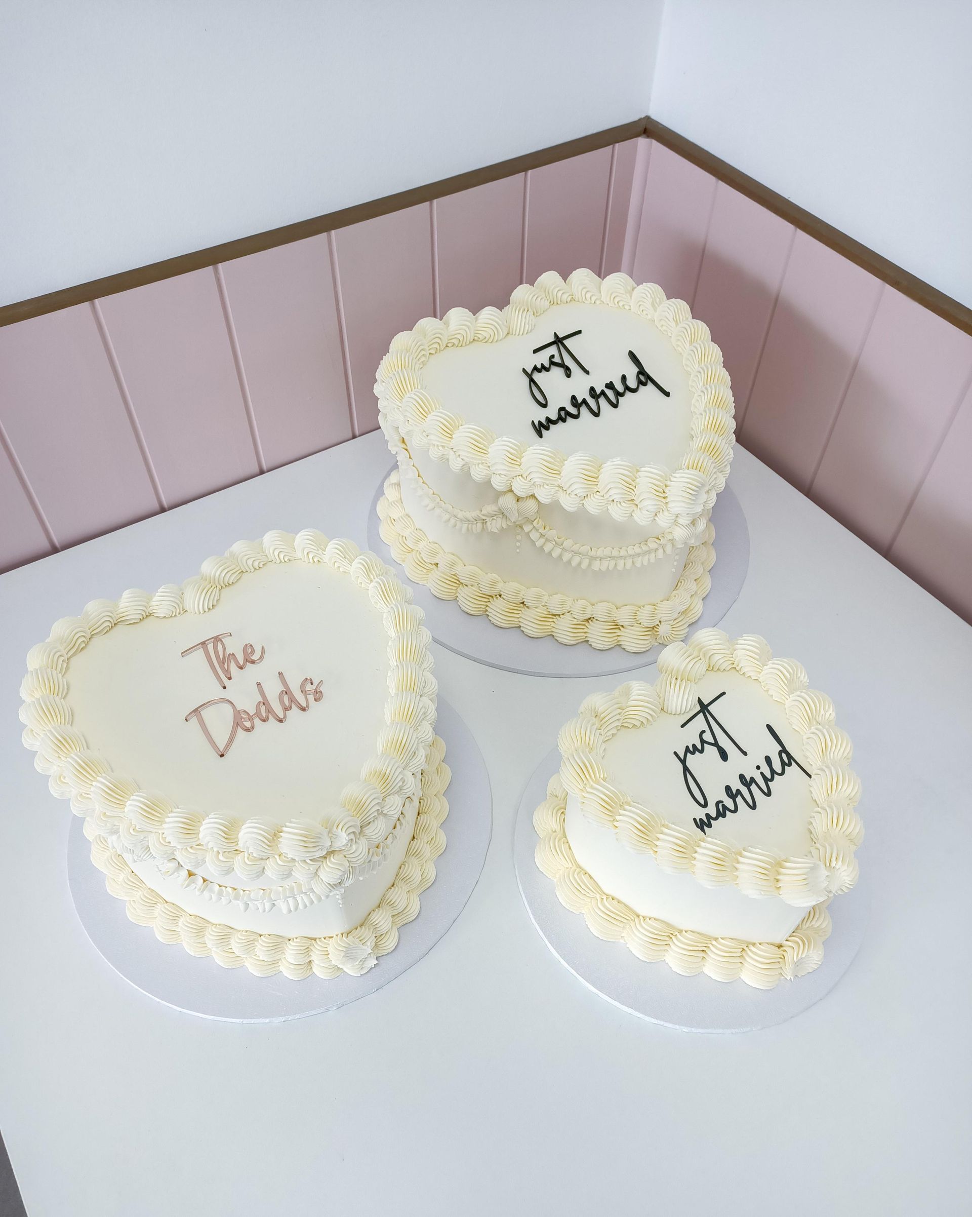 Vintage heart shaped wedding cakes Gold Coast