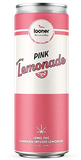 Pink Looner cannabis-infused lemonade can, pink and white design with logo, text: Pink Lemonade, 10mg THC.