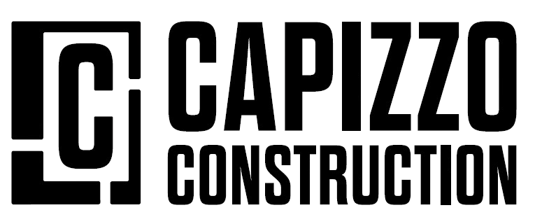 A black and white logo for Capizzo Construction 