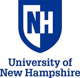 University of New Hampshire logo: a blue and white shield with NH in the center, and the university name below. University of New Hampshire logo: a blue and white shield with NH in the center, and the university name below.