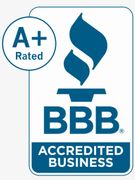 The bbb logo with an a+  accredited business rating.