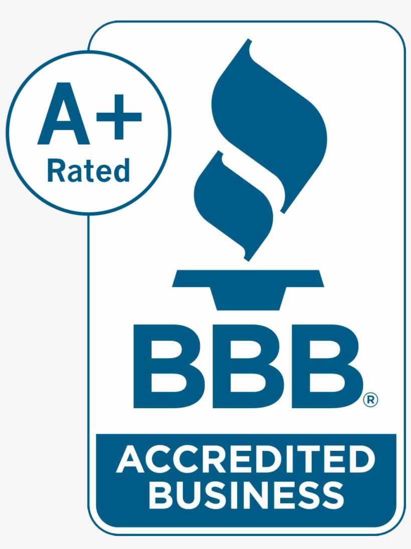 The bbb logo with an a+ accredited business rating.