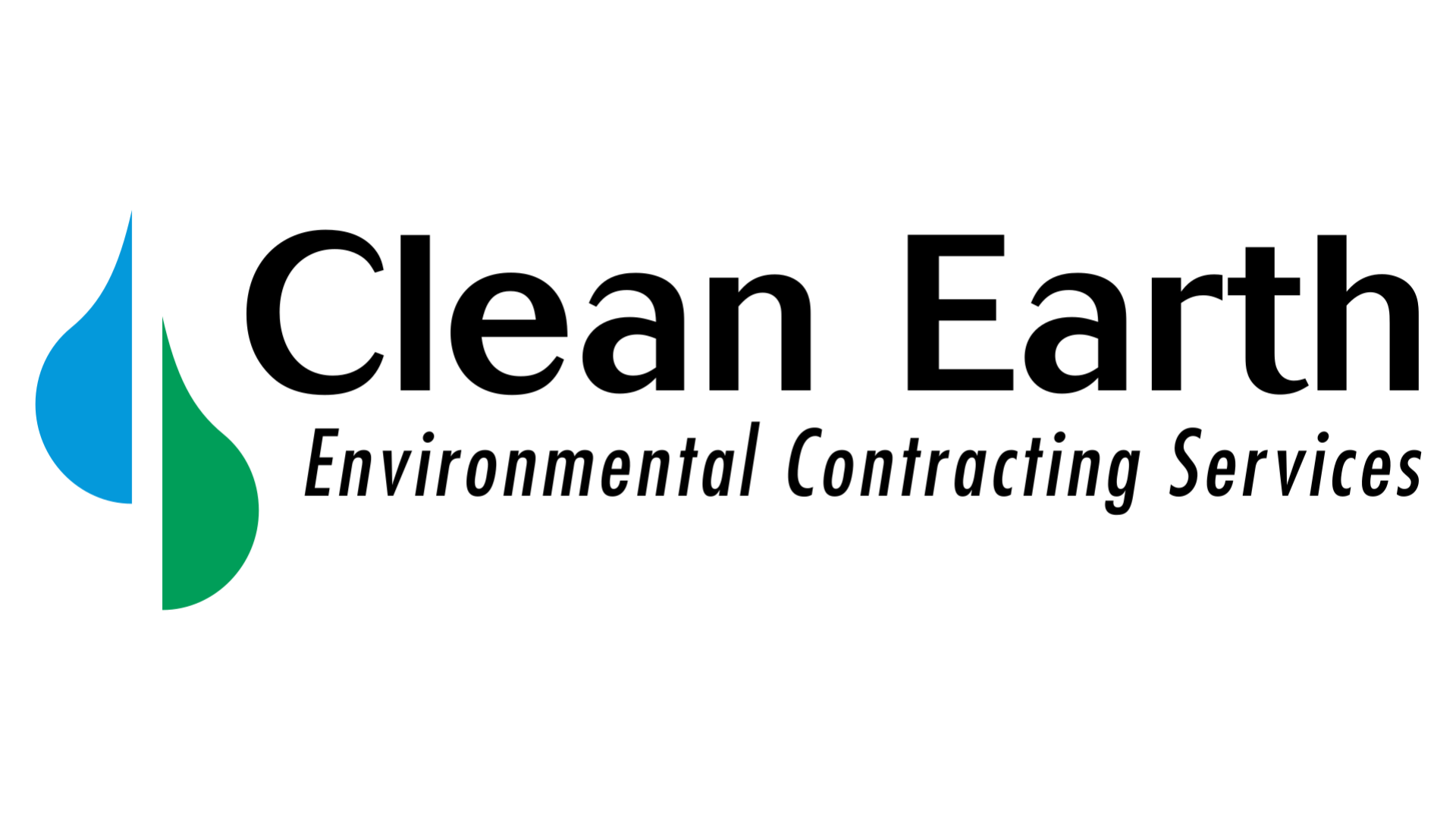 Clean Earth logo with blue and green water droplet icon and Environmental Contracting Services text Clean Earth logo with blue and green water droplet icon and Environmental Contracting Services text