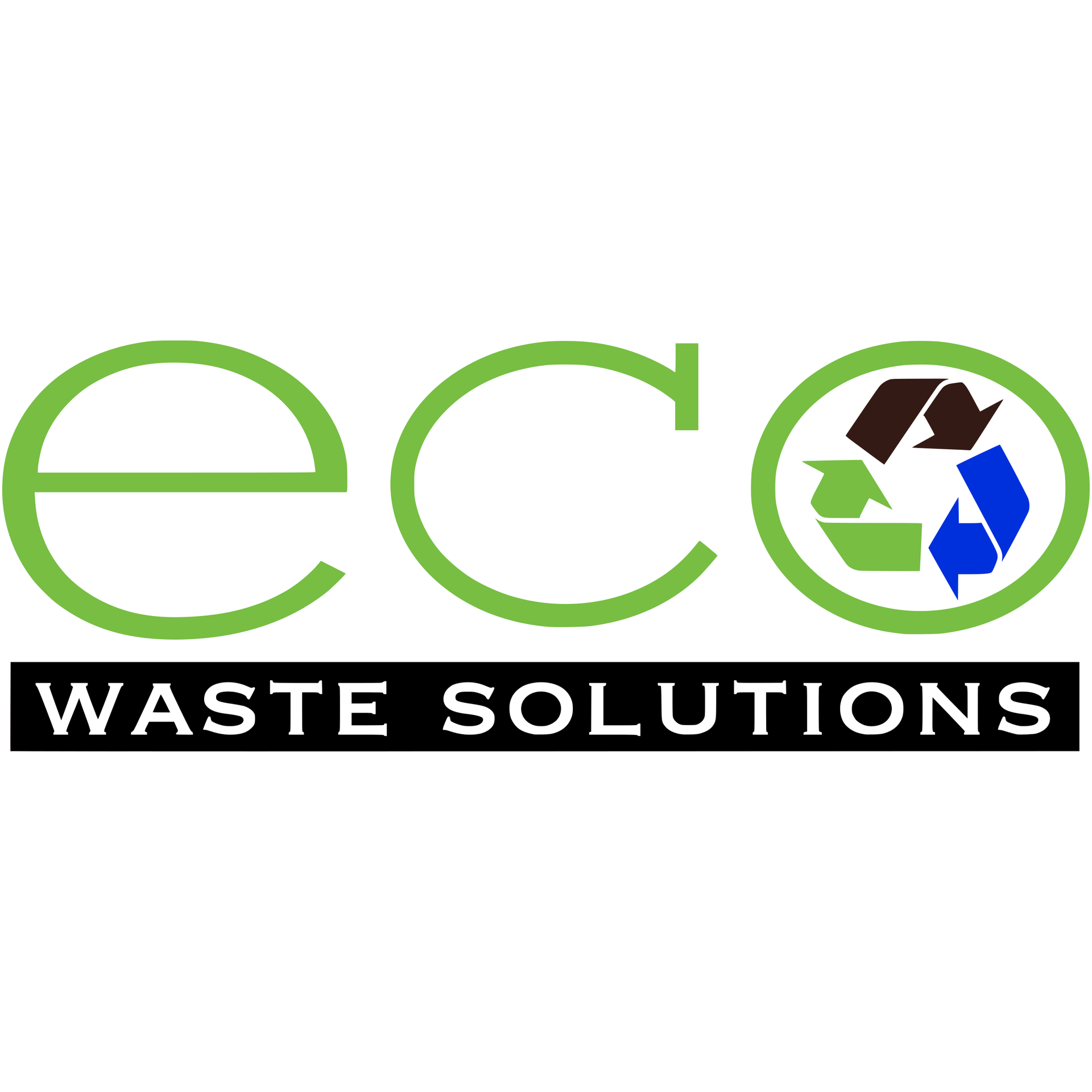 Eco WASTE SOLUTIONS logo with green letters and recycling symbol Eco WASTE SOLUTIONS logo with green letters and recycling symbol