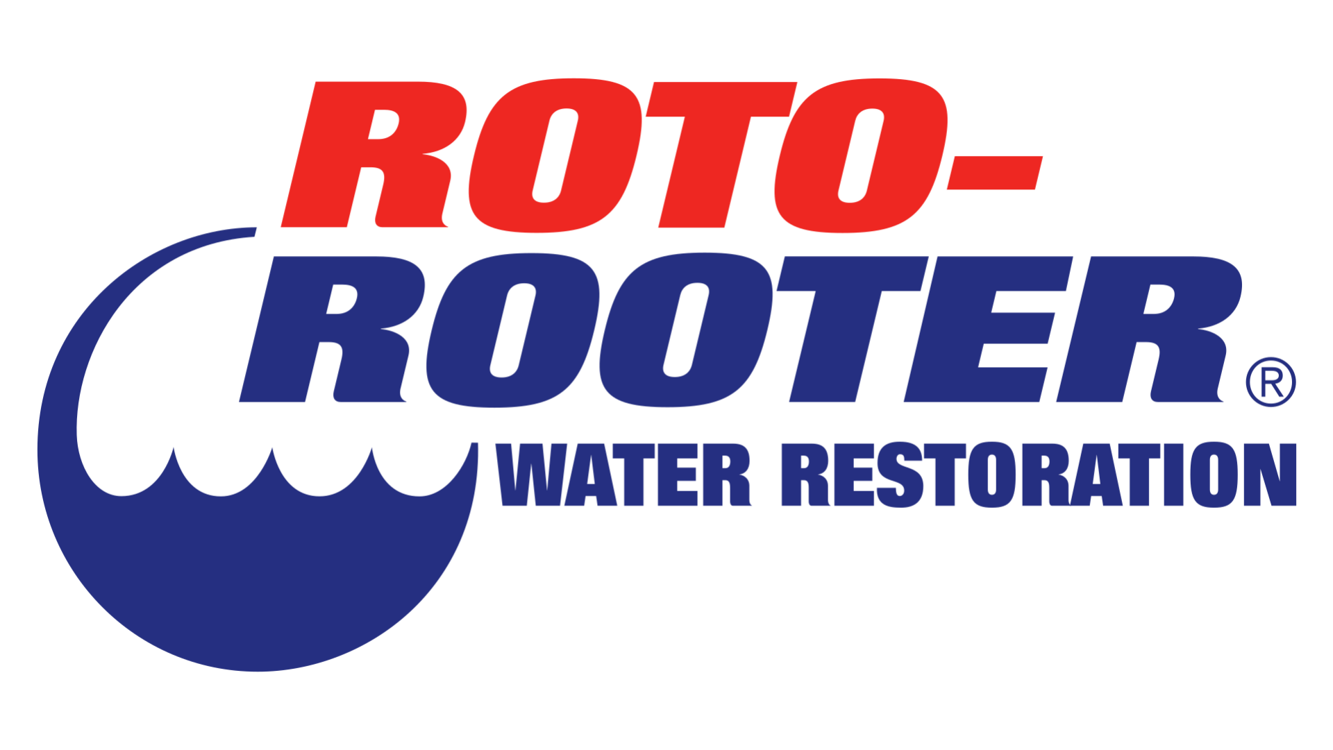 ROTO-ROOTER Water Restoration logo in red and blue with a blue circular emblem ROTO-ROOTER Water Restoration logo in red and blue with a blue circular emblem