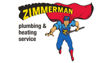 Zimmerman Plumbing & Heating Service logo with cartoon plumber on white background
