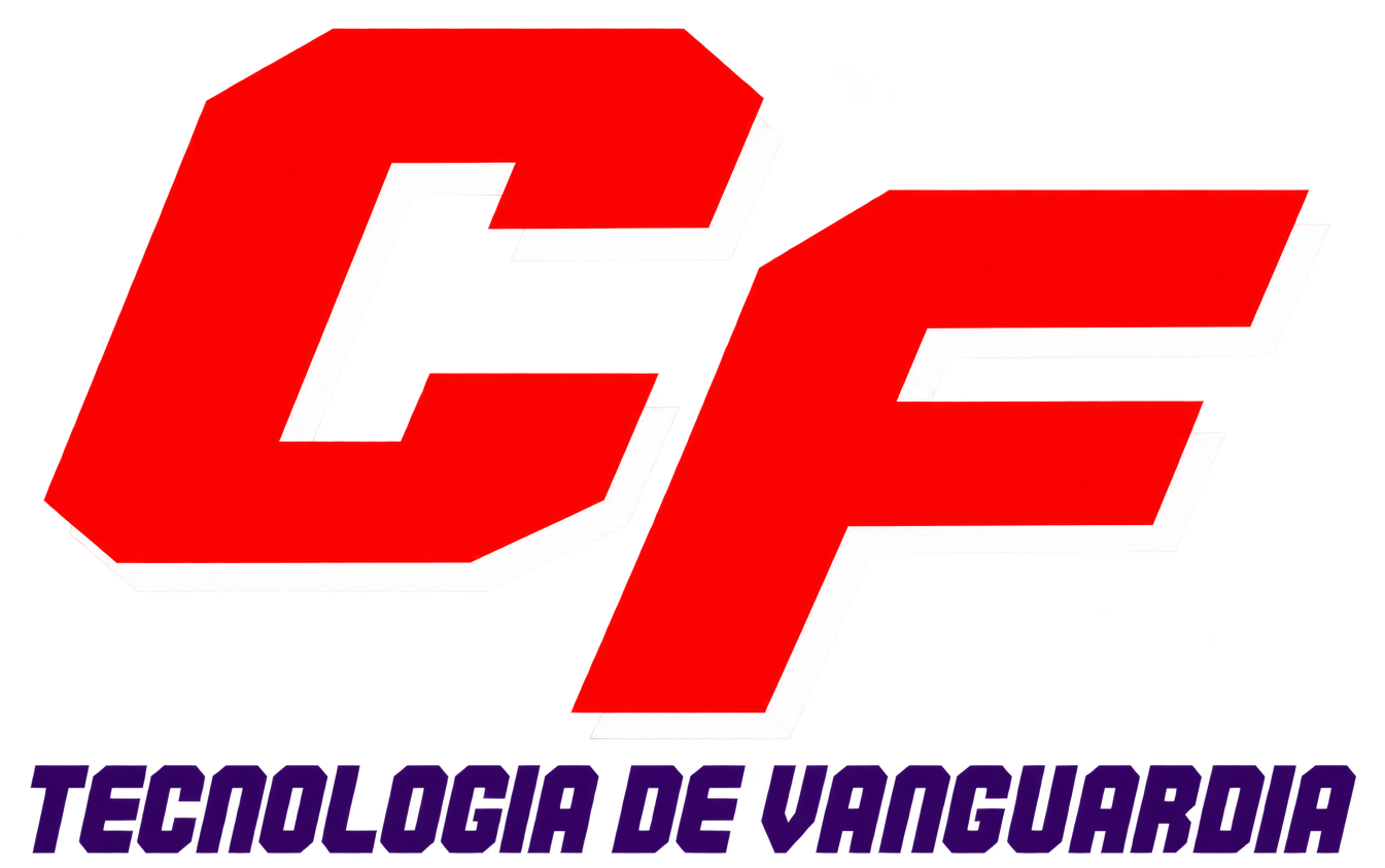 Logotipo rojo del CF con texto morado “TECNOLOGIA DE VANGUARDIA” debajo