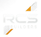 RCS Builders logo in silver with orange accents on a white background