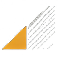 Orange right triangle with gray diagonal text lines on a white background