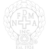 FDMA Inc. logo with text within a wreath; cross in the center; 
