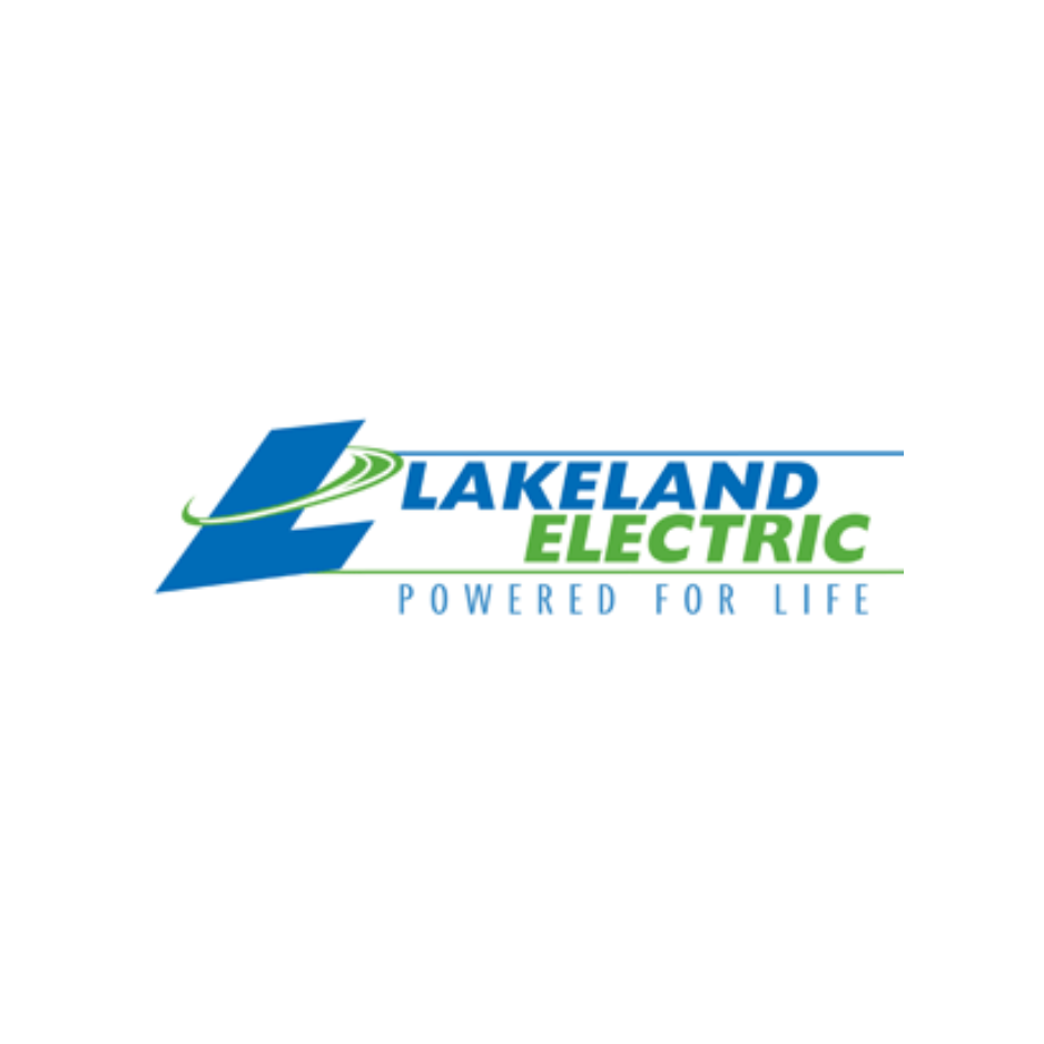 Lakeland Electric logo in blue and green with the slogan “Powered for Life”