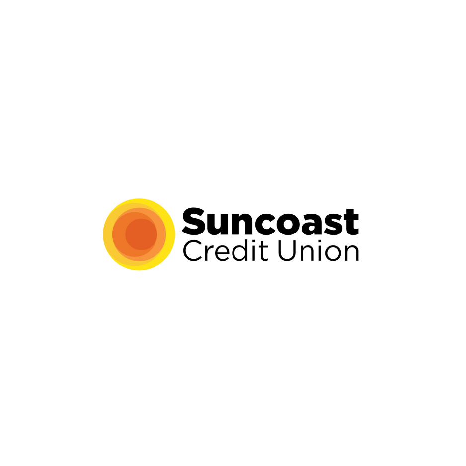 Suncoast Credit Union logo with yellow-orange circular icon on a white background