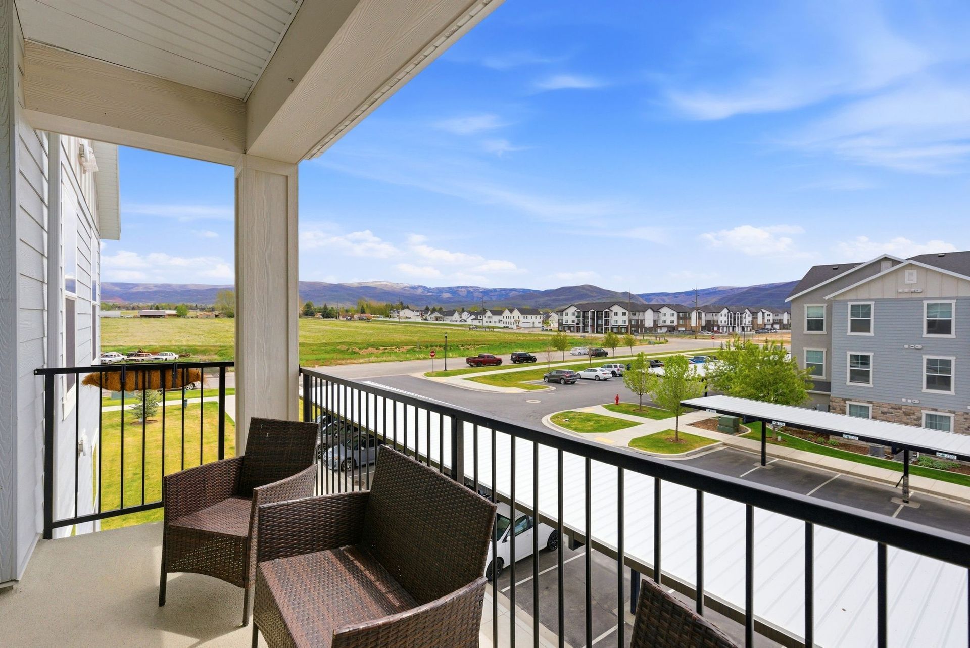 Mountain and valley views from The Village on 12th condo in Heber, Utah.