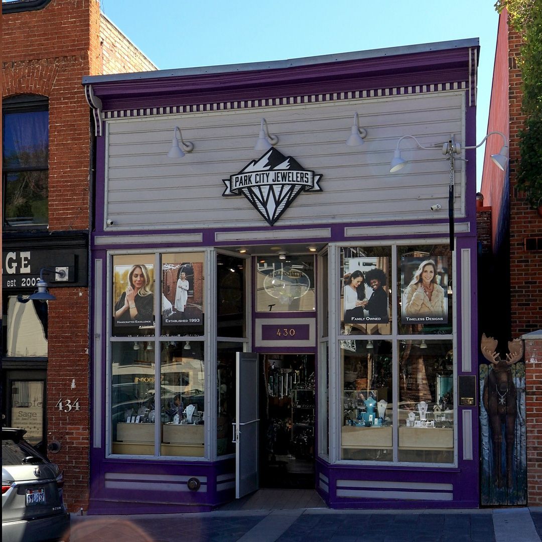 The exterior storefront of Park City Jewelers located on Main Street in Park City, Utah.