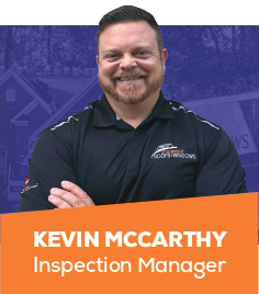 Kevin McCarthy smiling in a black polo, labeled “Inspection Manager” on an orange banner.