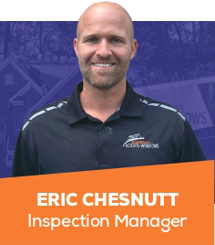 Eric Chesnutt smiling in a navy polo, labeled Inspection Manager on an orange banner.