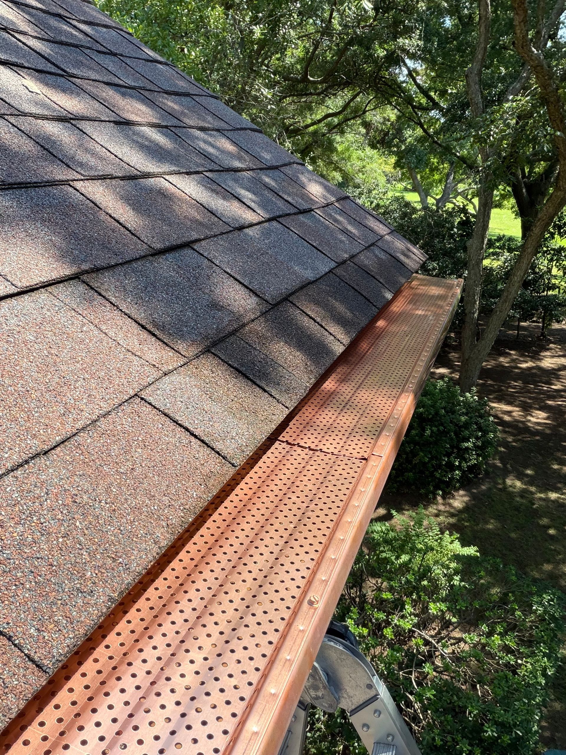 Completed gutter and fascia detail on a historic Charleston home by Charleston Roofs and Windows
