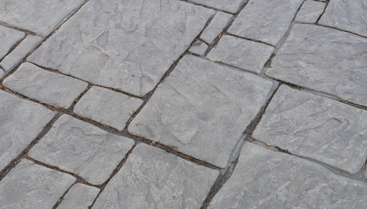 Stamped concrete, square stone pattern