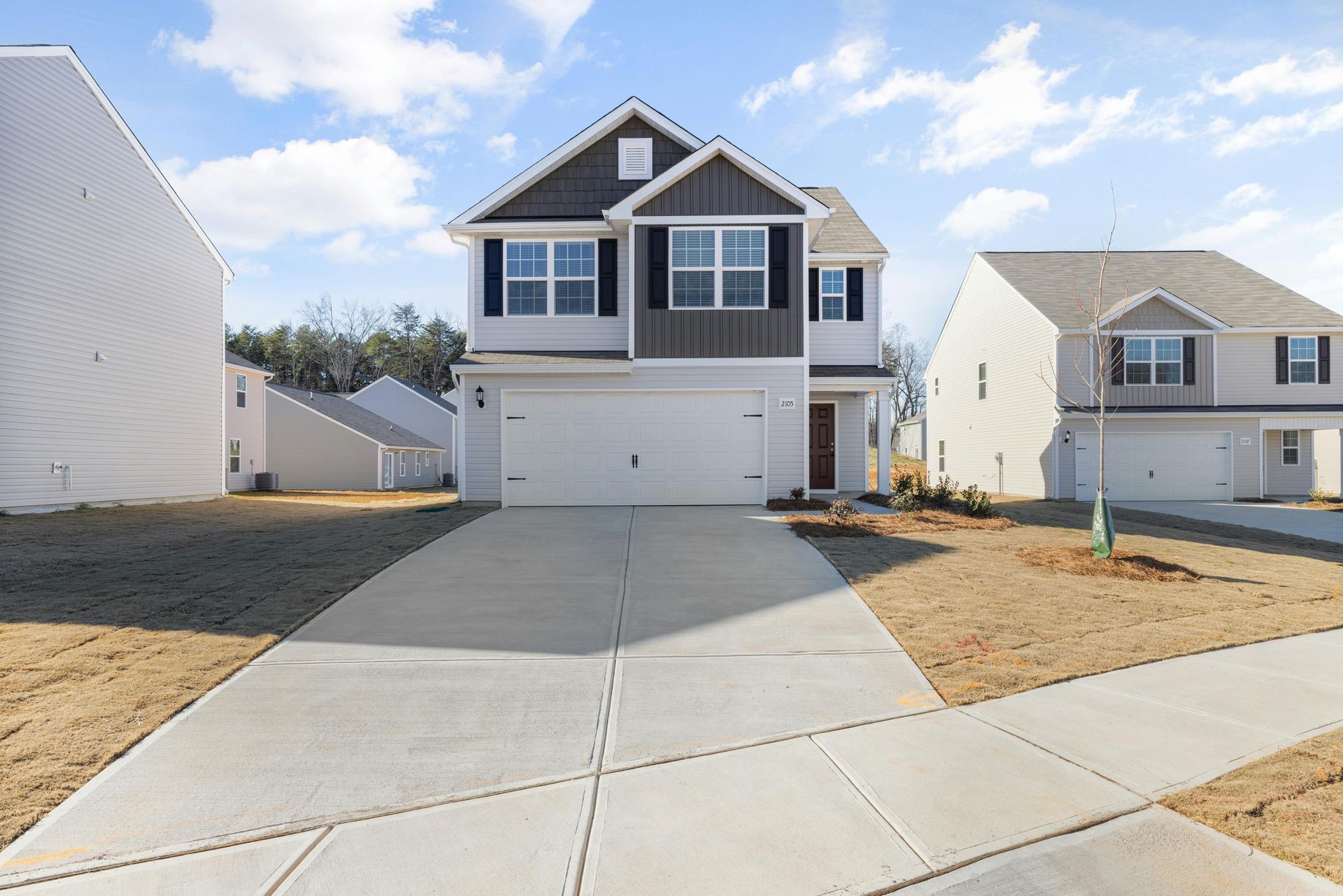 Newly finished concrete driveway