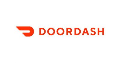 DoorDash logo in orange on a white background