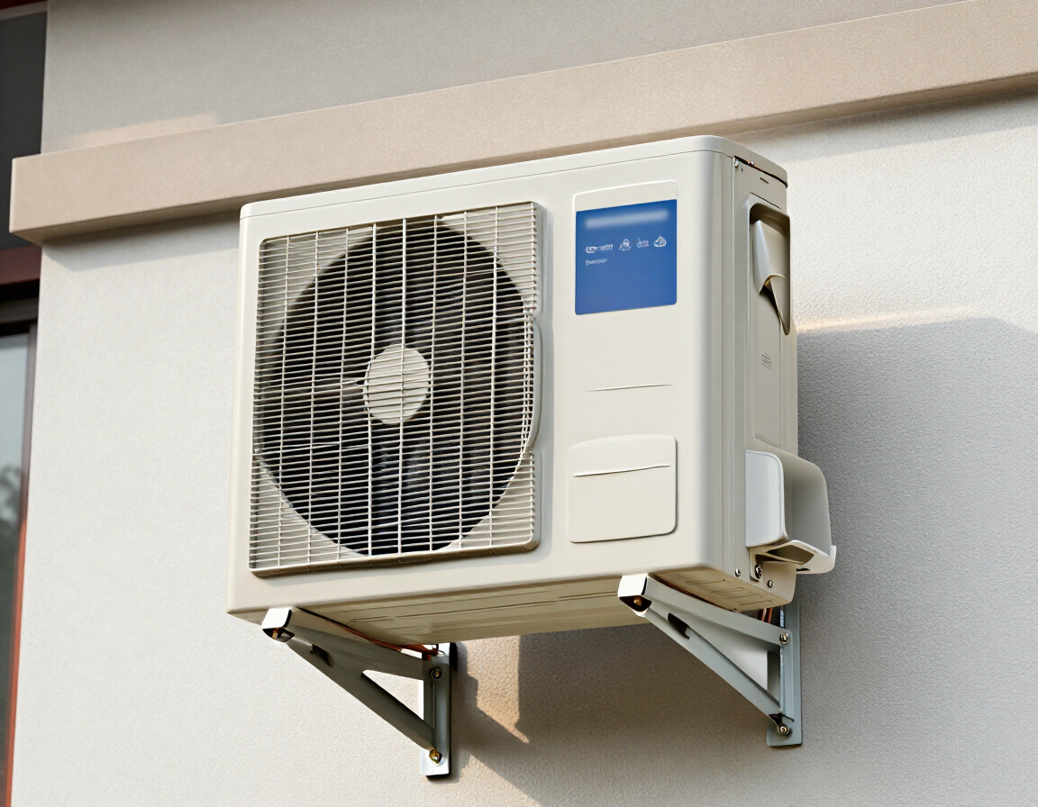 Unidad exterior de aire acondicionado split instalada con prolijidad