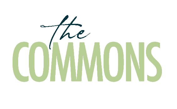 Logo reading “the COMMONS” in teal and light green text on a white background