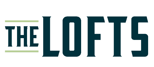 The Lofts logo in dark teal and olive on a white background