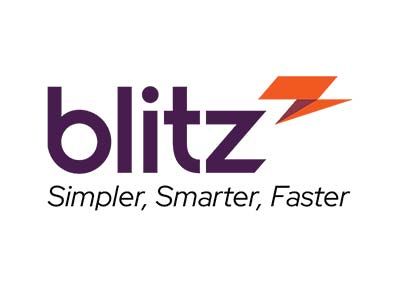 Blitz logo in purple and orange with tagline “Simpler, Smarter, Faster”