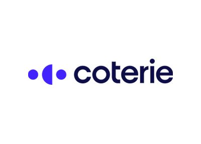 Coterie logo in purple and navy on a white background