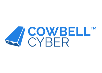 Cowbell Cyber logo with blue shield icon and wordmark on white background