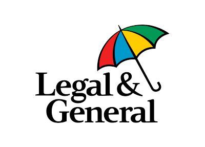 The logo for legal & general shows a colorful umbrella.