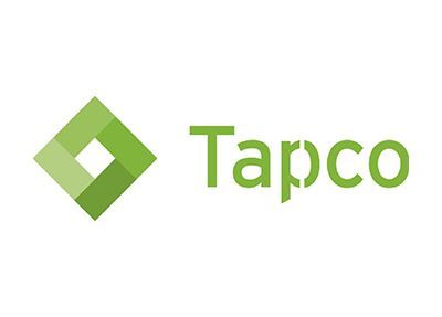 Tapco logo with green geometric icon and green text on a white background