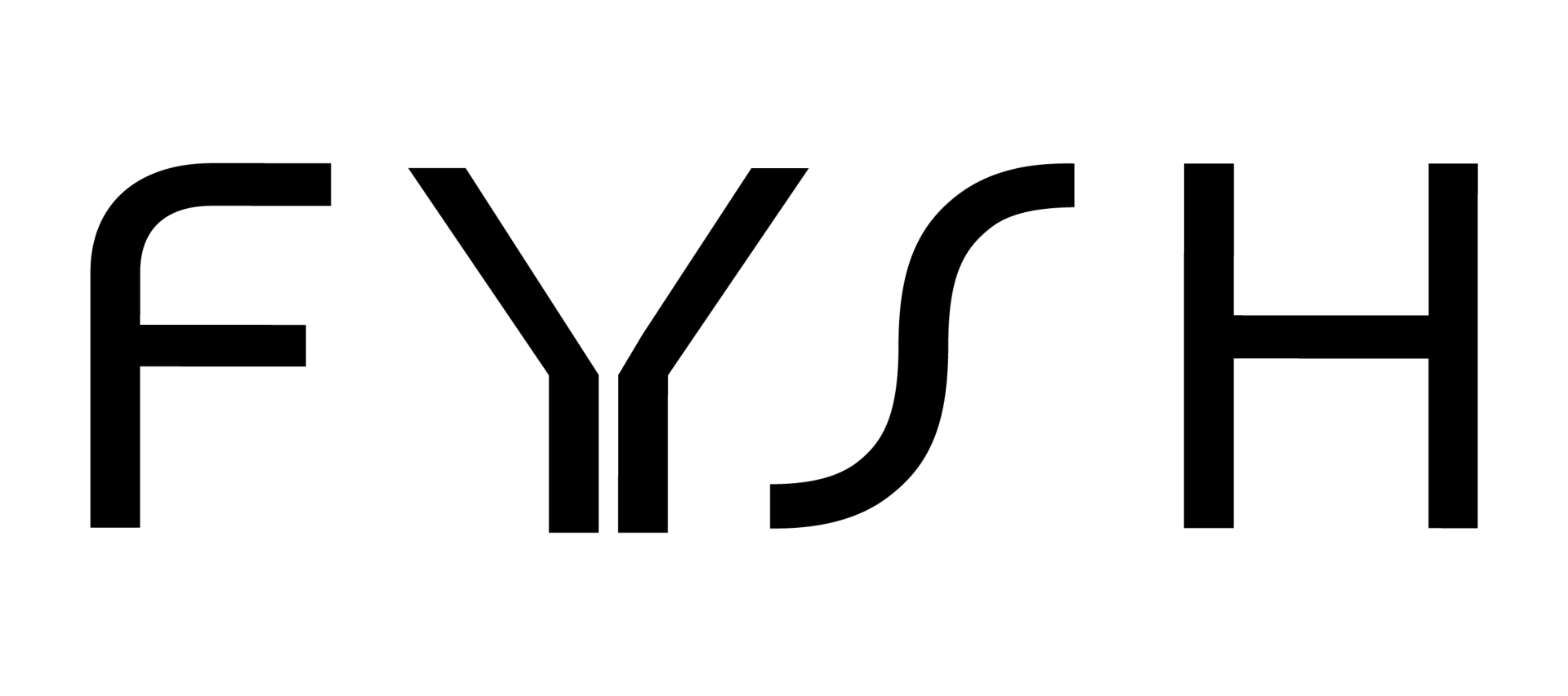 A black and white logo for fysh on a white background.